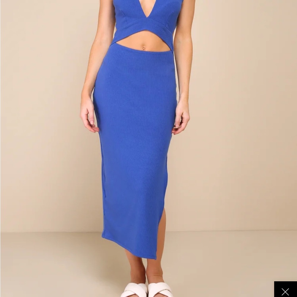 Lulus divide and contour black ribbed midi
